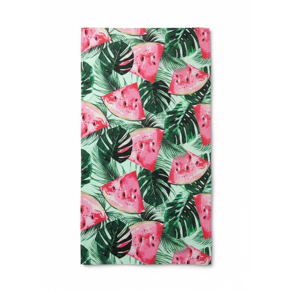 Tropical Watermelon Slice Palm Leaf Print Quick‎ Dry Beach or Yoga Blanket
